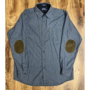 Pendleton Trail Shirt W/Elbow Patch Virgin Wool Button Down Mens XL Tall